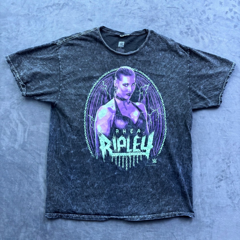 WWE Rhea Ripley Graphic T-Shirt XL Mineral Wash Black The Judgment Day Mami Tee